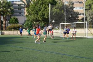 Playing fútbol at the Universidad de Valencia.